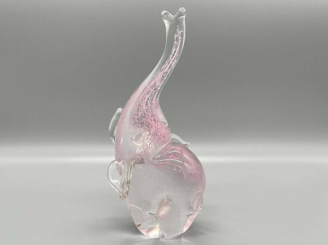 photo furniture Very Nice Elephant Sculpture With Pink Ticking Sommerso Murano Glass By Archimede Seguso 1950s