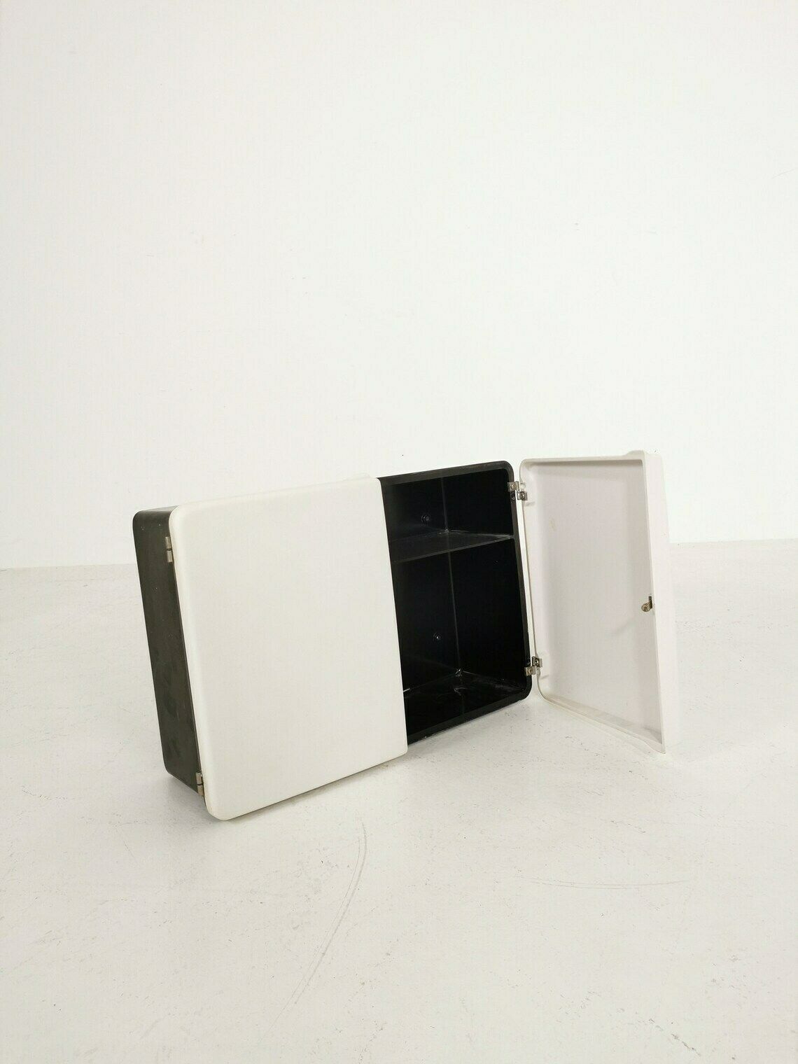 1 Of 2 White And Black Bathroom Medicine Cabinet 1960s Space Age Design