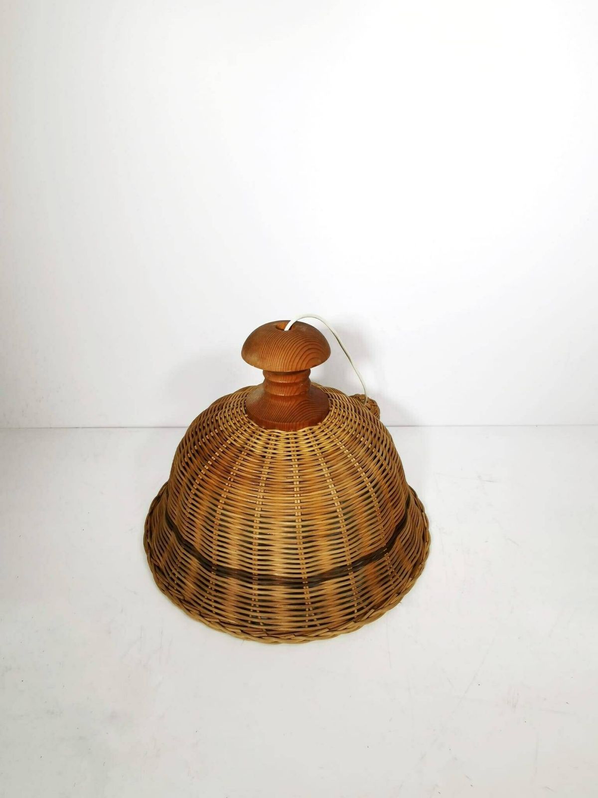 Bambus Rattan Wooden Mid Century Chandelier 1960s photo Lighting