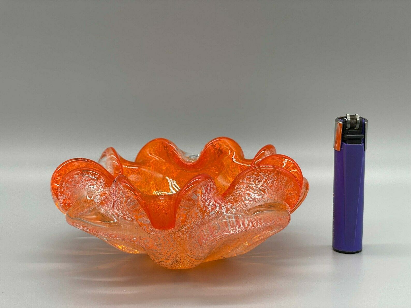Orange Ashtray Silver Foil Barovier & Toso Murano 1960s photo 113.0