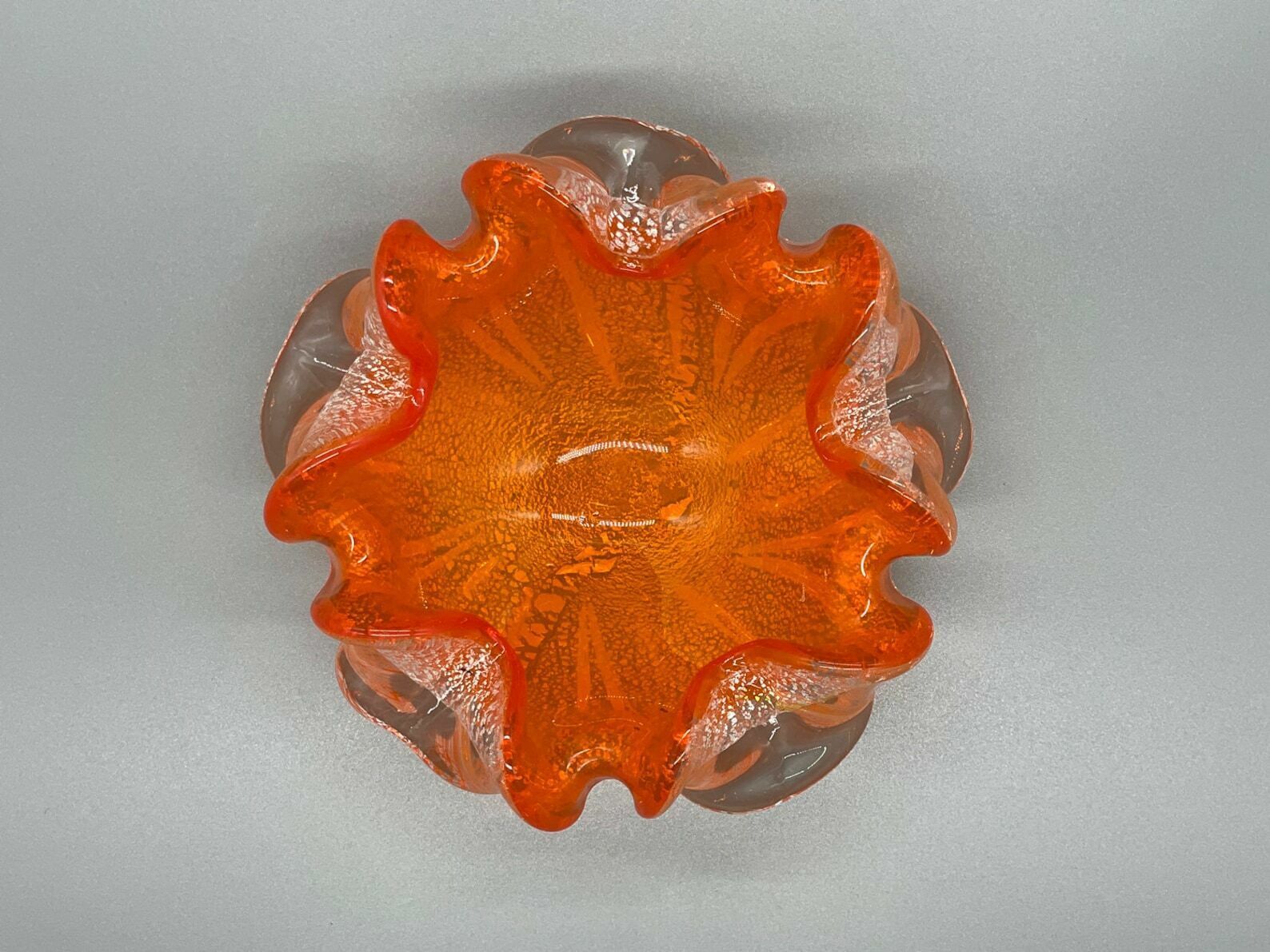 photo furniture Orange Ashtray Silver Foil Barovier & Toso Murano 1960s