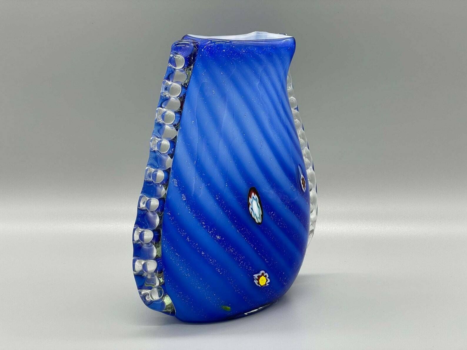 Impressive Rare Blue Murrine Vase From Murano, Barovier & Toso, 1950s photo Home Decor