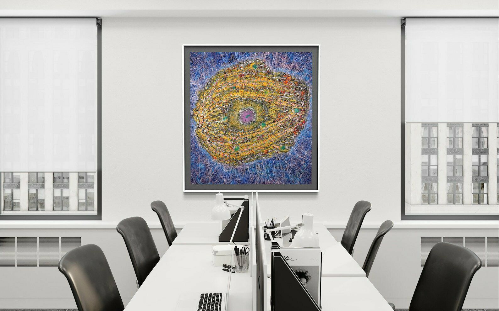 Eye Of God, Alexander Charistos, Signed, Oil On Canvas 2001 photo vintage
