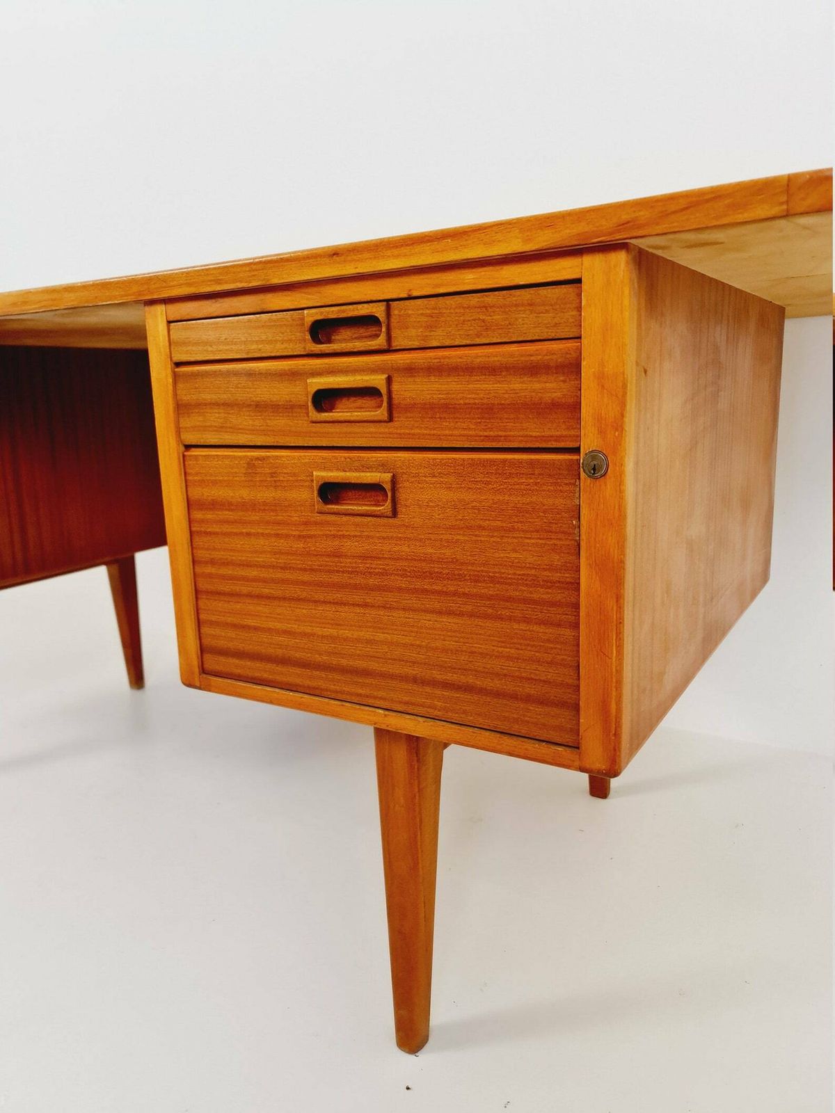 Danish Solid Mahogany Model Executive Desk By Gunni For Omann Jun, 1950s photo 1938.0