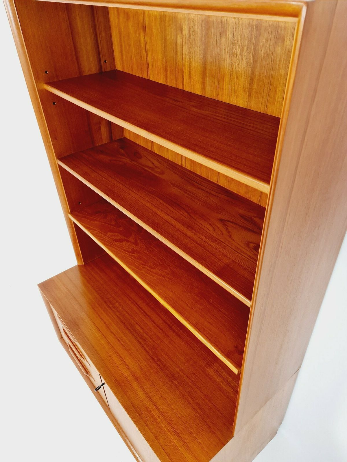 Scandinavian Bookshelf With Chest Of Cabinet Teak Veneer From The 60s By Strobeck Danish Design photo Furniture