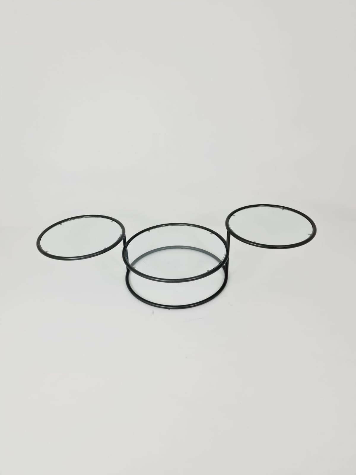 photo furniture Mid Century Black Three Tier Swivel Coffee Table By Milo Baughman