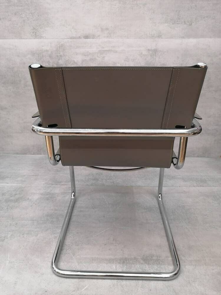 1 Of 6 Orginal Matteo Grassi Visitor Chair In Gray Leather 1970s photo Furniture