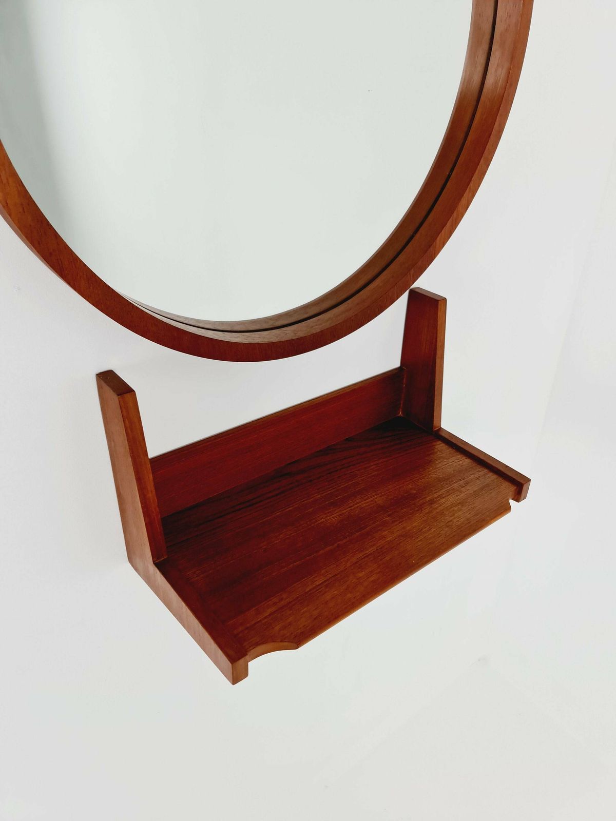 Mid Century Teak German Teak Mirror With Teak Shelf By Münchner Zier, 60s photo for sale