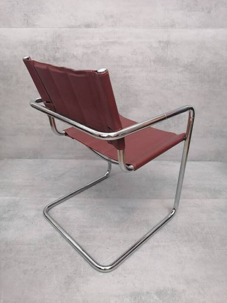 Mid Century Cognac Marcel Breuer  Style Mart Stam S34 Armchair / Bauhaus Design / 1980s photo 592.0