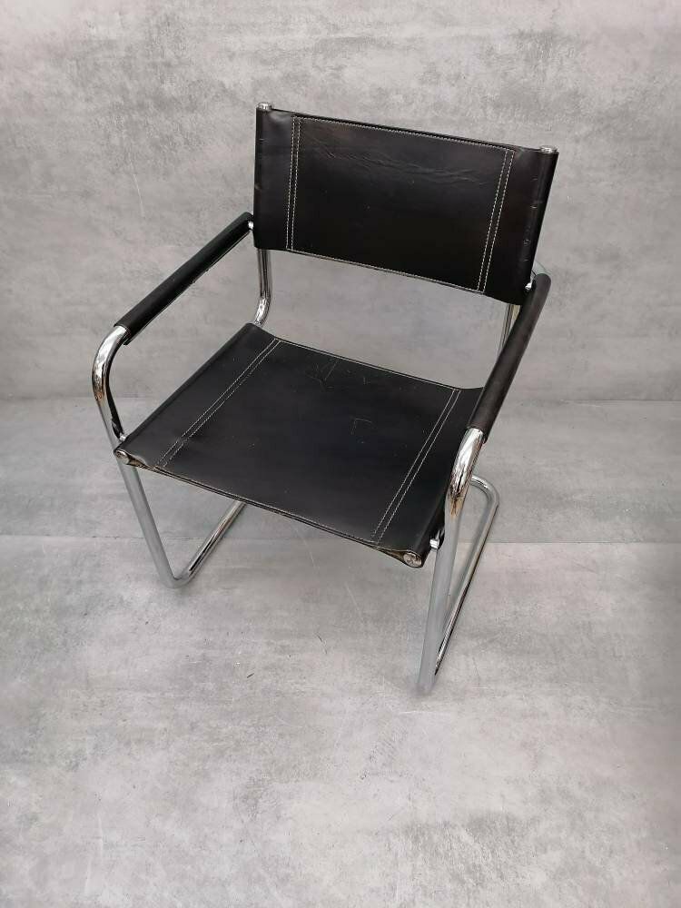 1 Of 10 Black Model Mg5 Centro Studi Desk Chair By Mart Stam & Marcel Breuer For Matteo Grassi, 1980s photo for sale