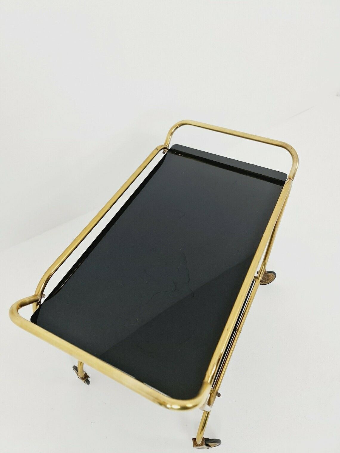 German Trolley Brass With Black Glass From The 1970s photo Furniture
