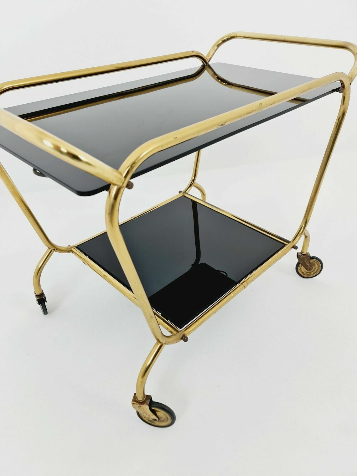 German Trolley Brass With Black Glass From The 1970s photo 485.0