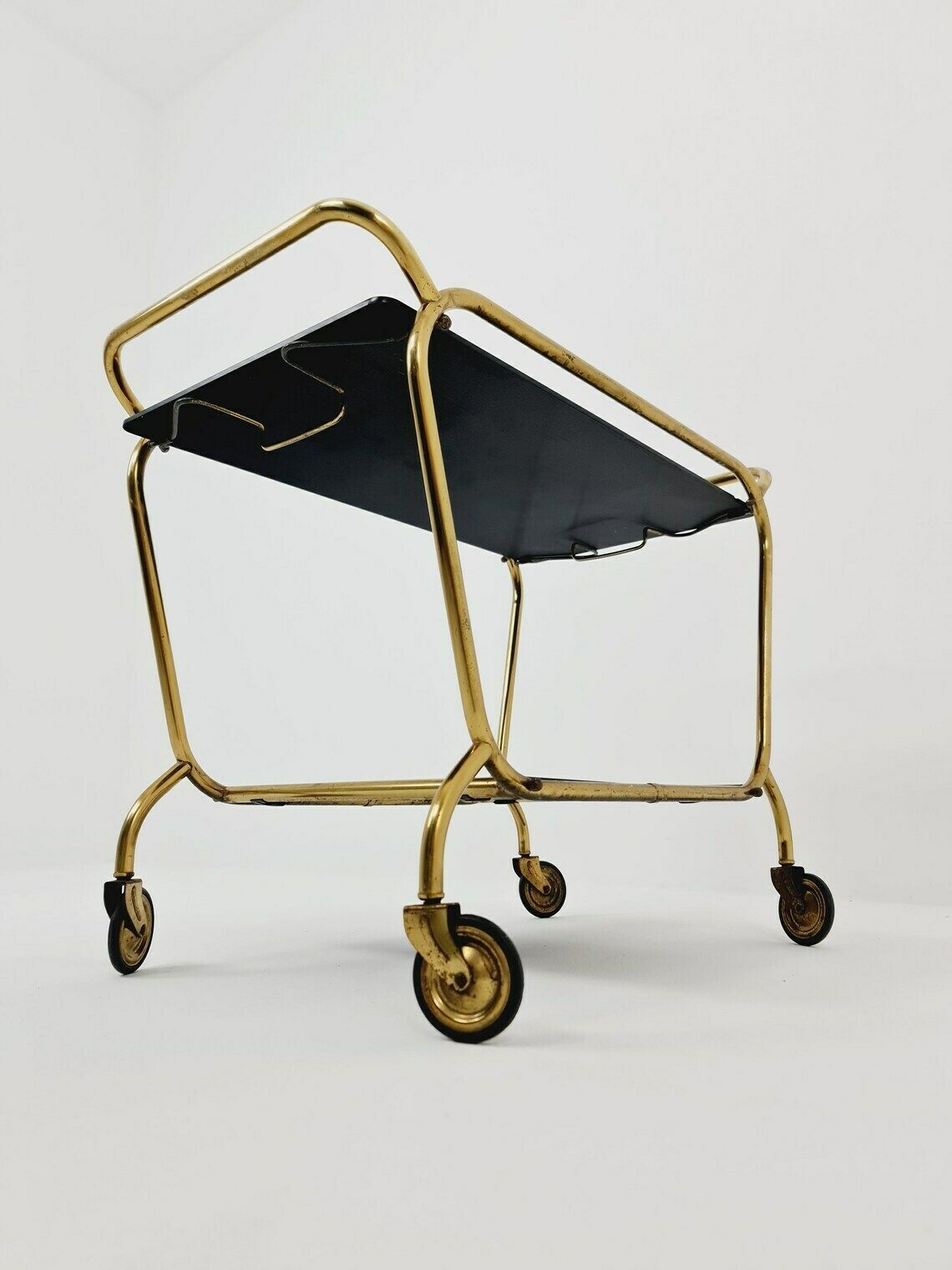 German Trolley Brass With Black Glass From The 1970s photo vintage