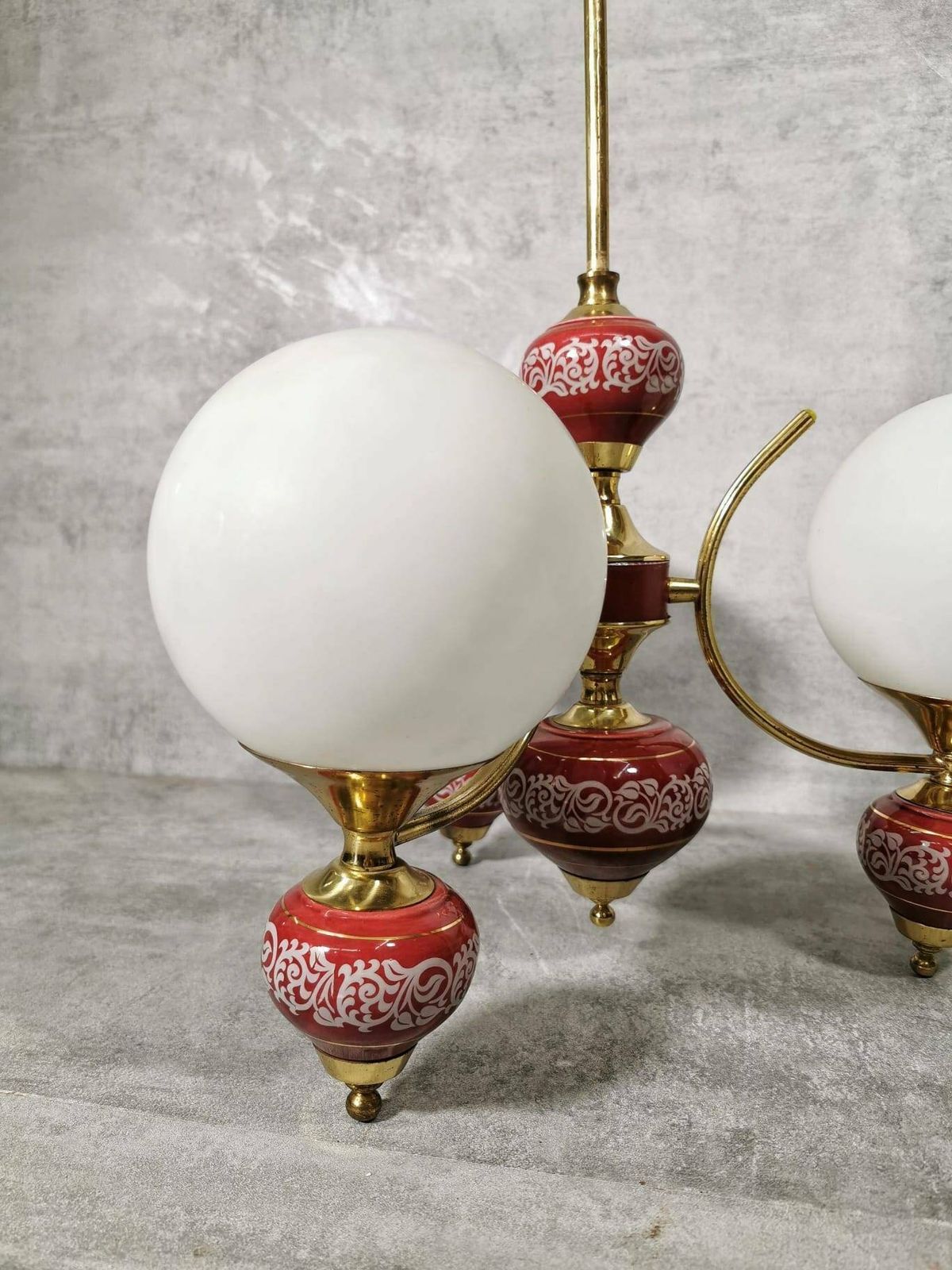 Vintage Kaiser Opal Glass Chandelier Spaceage Style By Emi photo vintage