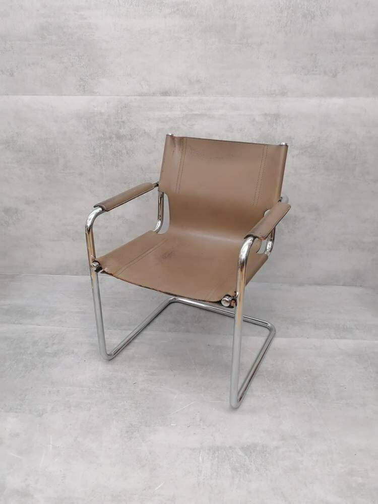 Matteo Grassi Visitor Chair In Cream Leather 1970s
