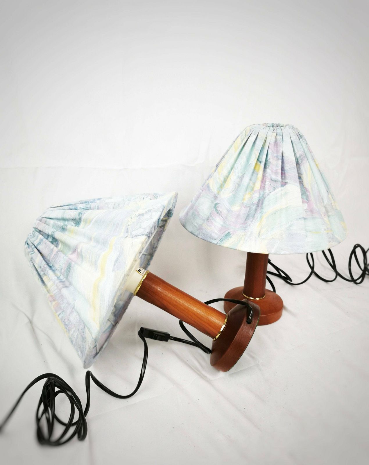 Rare Set Of 2x Danish Design Modern 60s Table Lamps Mid Century Teak Lights Table Lamp Sideboard Lighting photo vintage