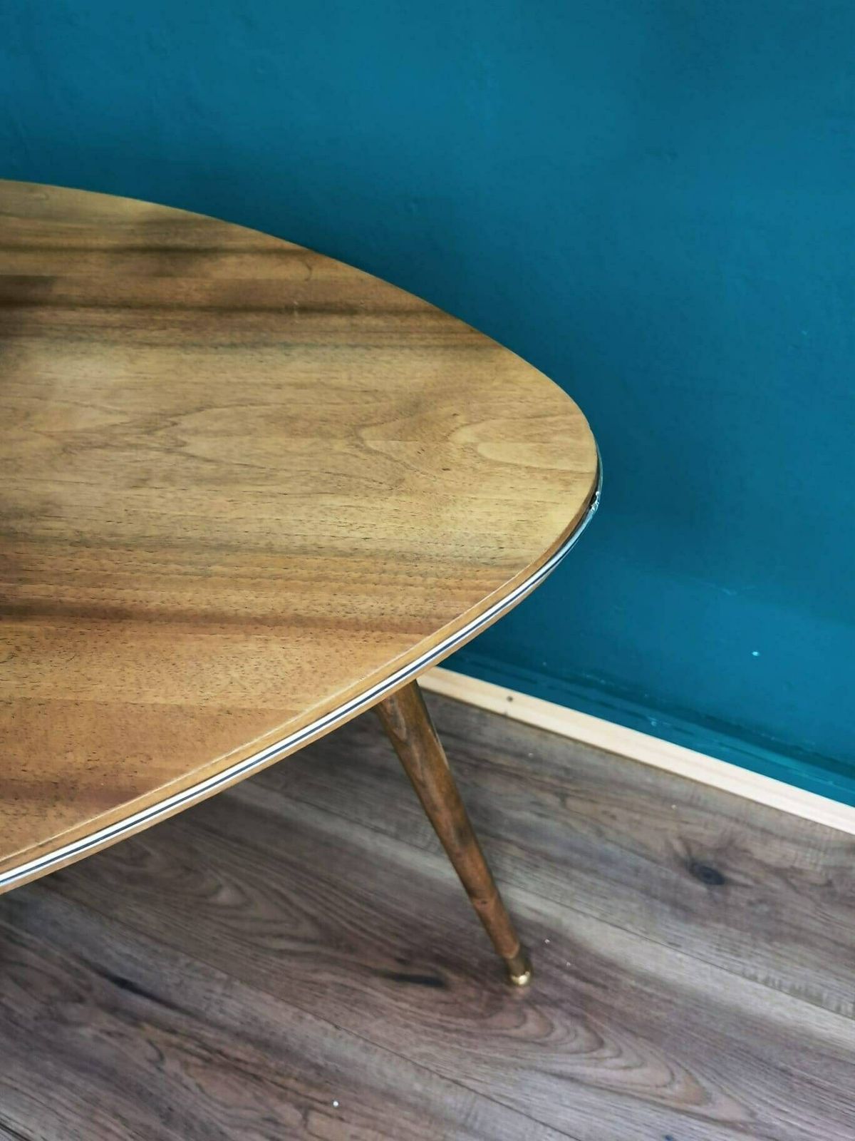 Vintage Wooden Top West German Coffee Table Boho Mid Century Modern 1960s photo vintage