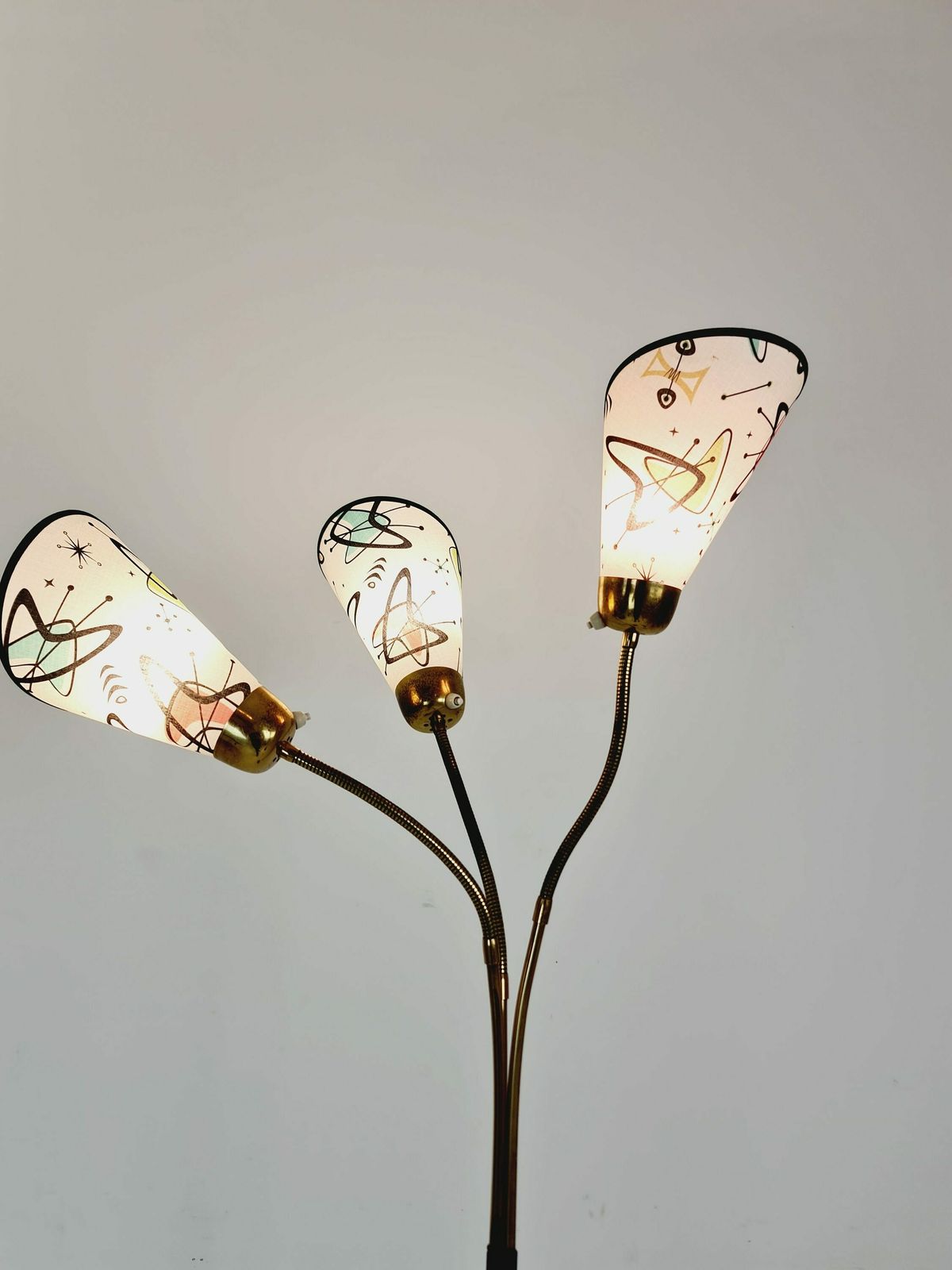 German Modern Three Flex Arms Brass Floor Lamp, 1950s photo Lighting