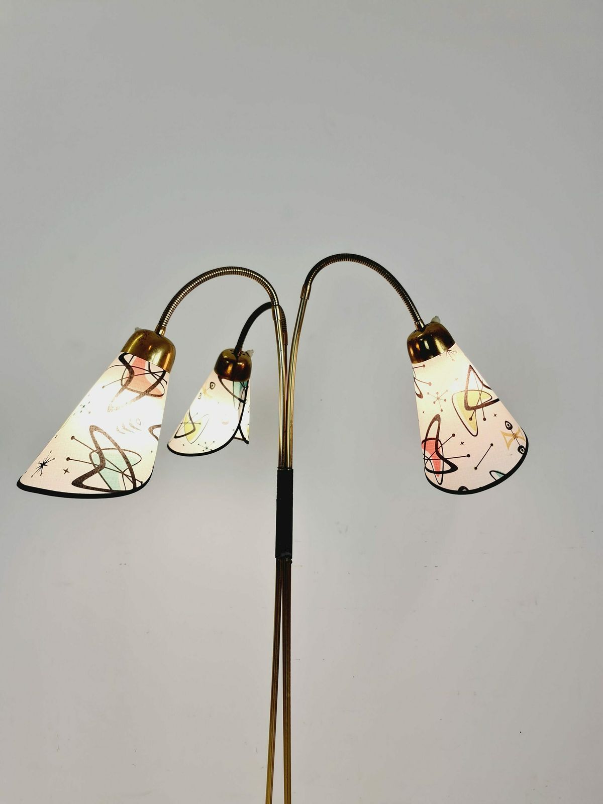 German Modern Three Flex Arms Brass Floor Lamp, 1950s photo vinterior