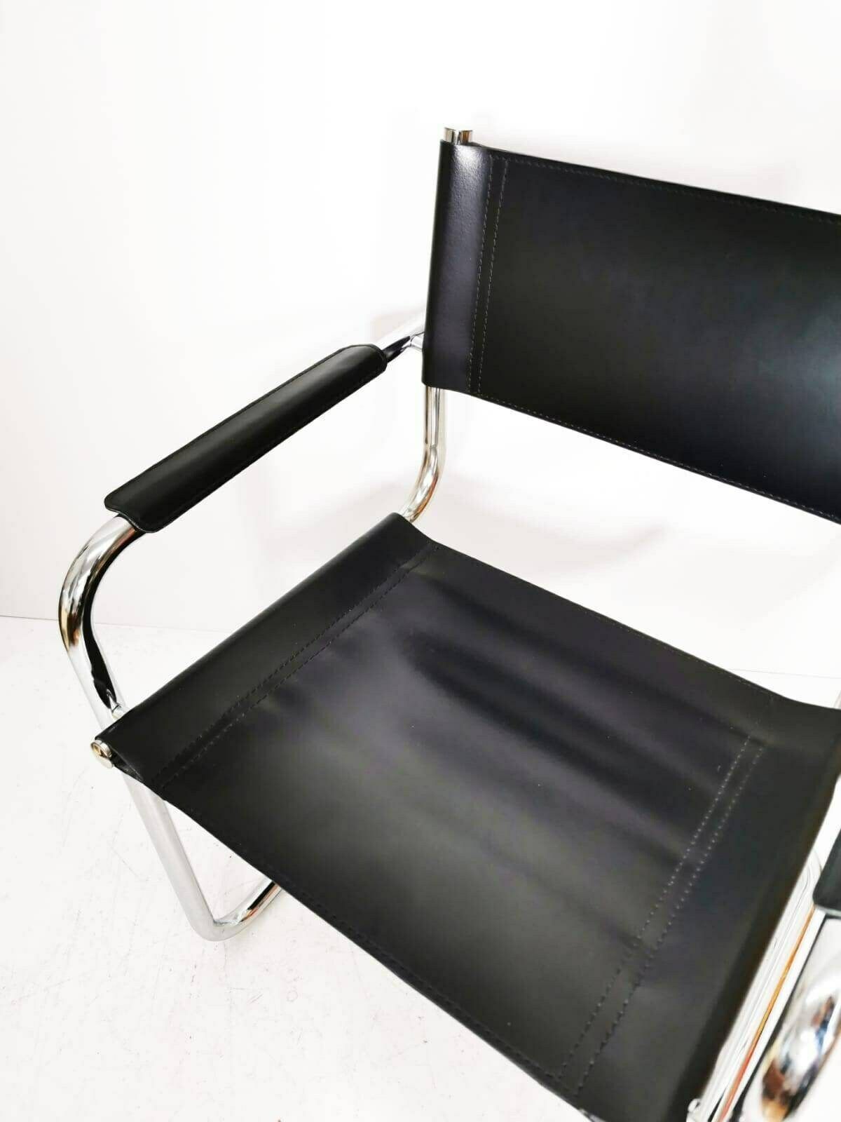 Mid Century Iconic Mart Stam S34 Armchair / Bauhaus Chrome Tube Steel And Leather / 80s Vintage Cantilever Chair S43 photo buy