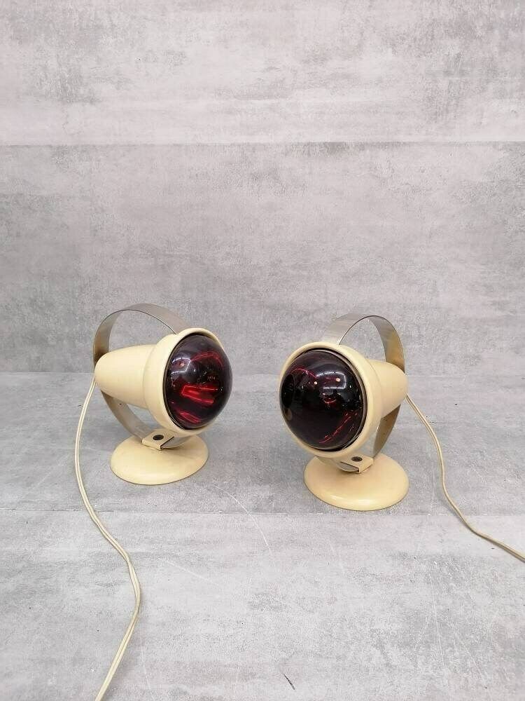 Set Of 2x Charlotte Perriand "Infraphil" Heat Table Lamps Or Sconces By Philips photo Lighting