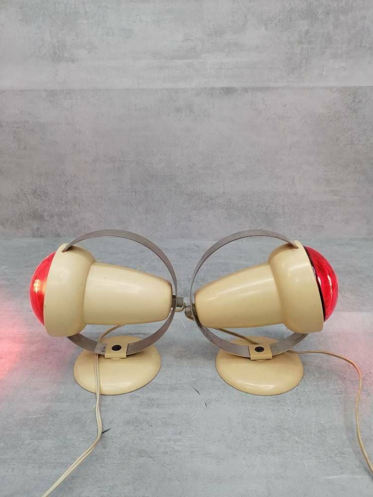 Set Of 2x Charlotte Perriand "Infraphil" Heat Table Lamps Or Sconces By Philips photo buy