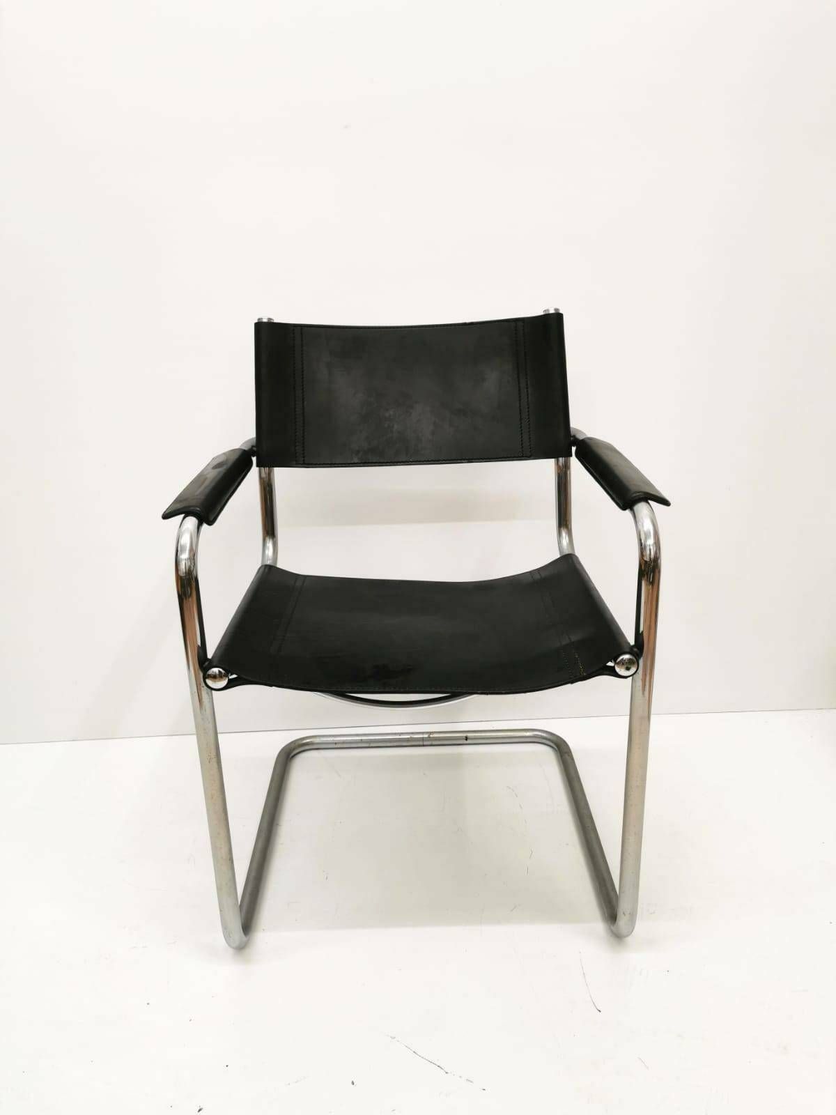 1 Of 6 Black Model Mg5 Centro Studi Desk Chair By Mart Stam & Marcel Breuer 1970s photo for sale