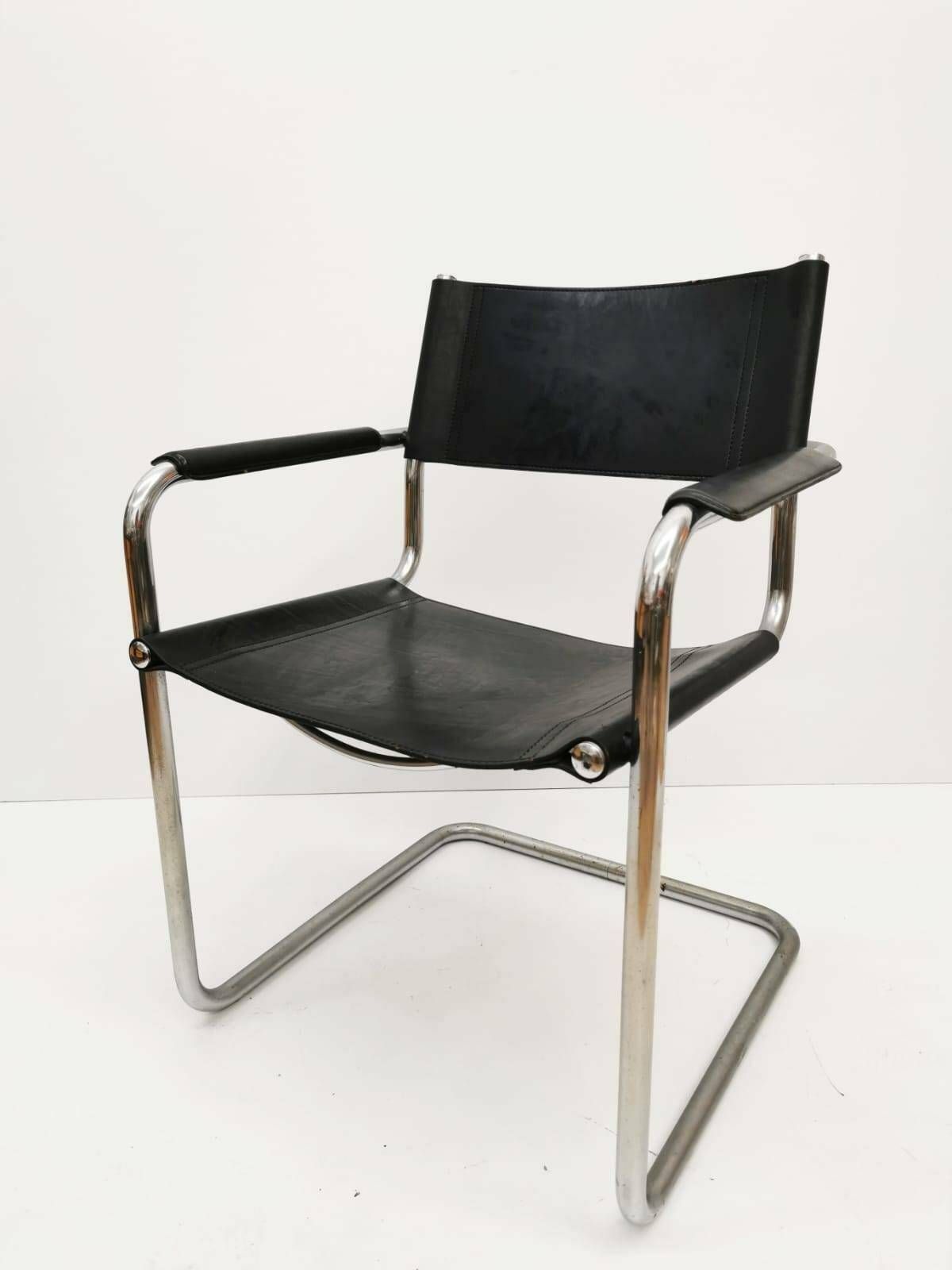 1 Of 6 Black Model Mg5 Centro Studi Desk Chair By Mart Stam & Marcel Breuer 1970s photo vintage