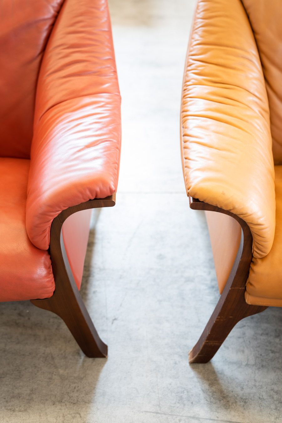 Frau Sofas In Cognac And Burgundy Leather, 1980s/90s, Set Of 2 photo 8555.0