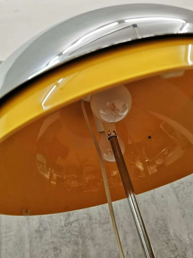 Space Age Chrome Head Orange Floor Lamp By Guzzini Italy, 1980s photo 916.0