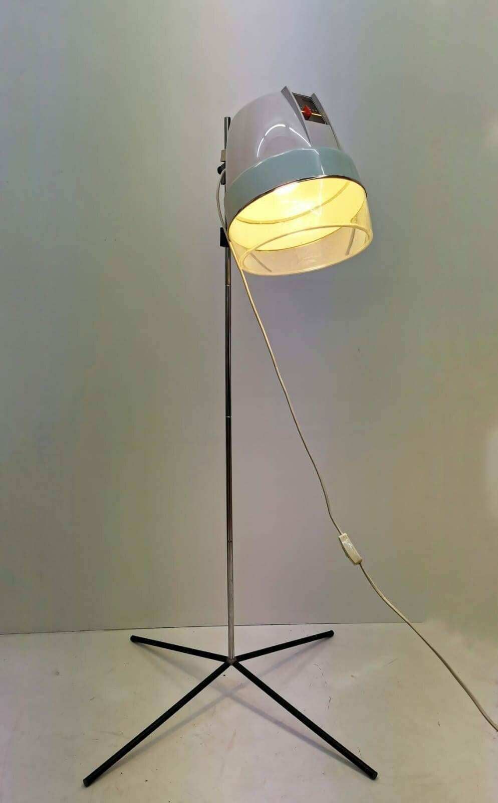 Space Age Vintage Floor Lamp In White Cream And Sky Blue 1960er By Phillips Holland