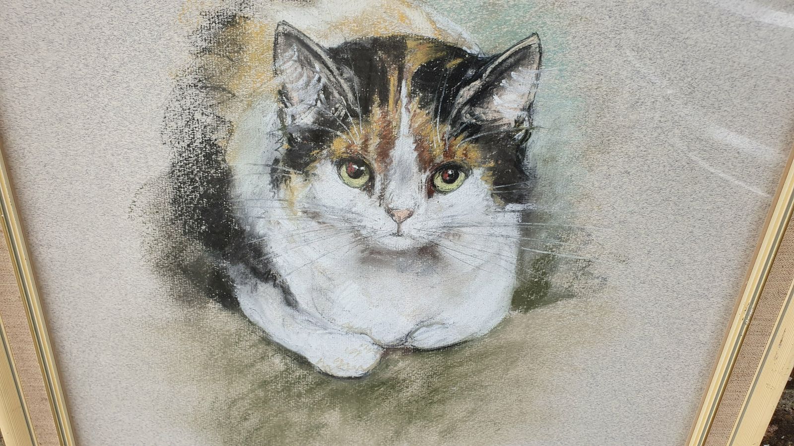 Original Marjorie Cox Pastel Portrait Of A Cat ‘Pretty Puss’ 1979 photo buy