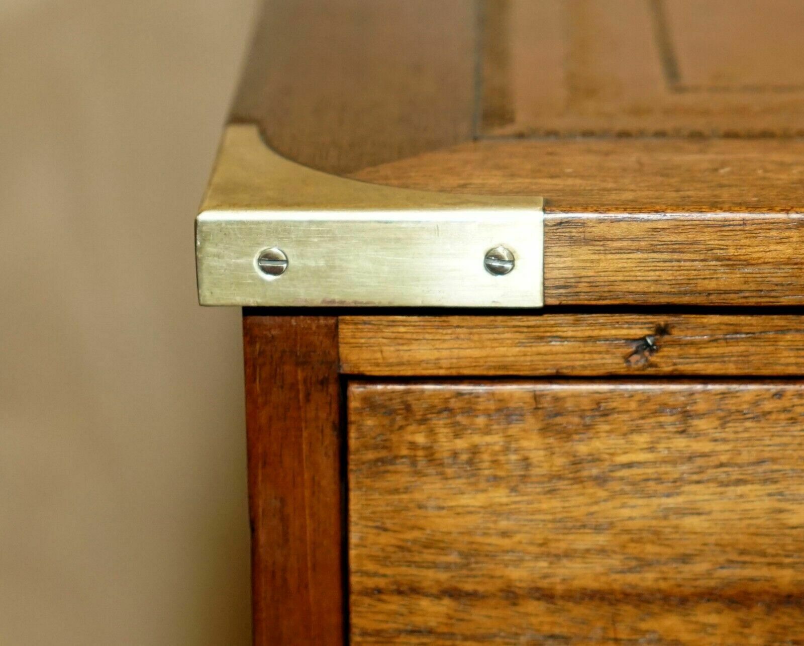 Fully Restored Harrods Kennedy Brown Leather Military Campaign Pedestal Desk photo 2350.0