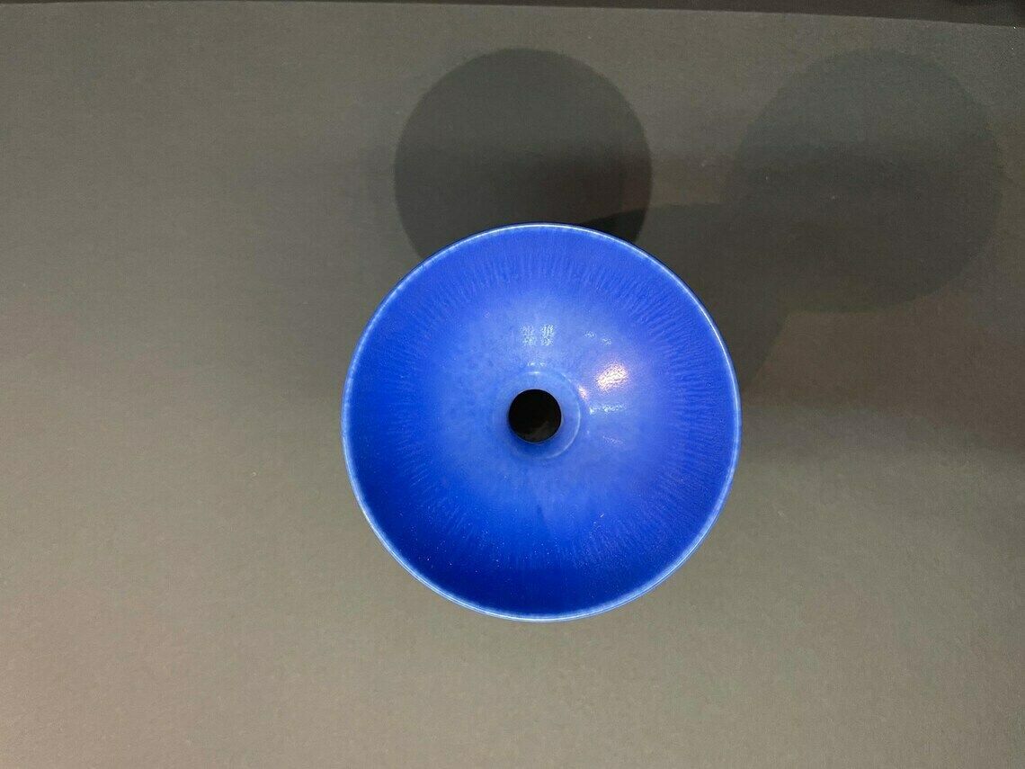 Cobalt Blue Double Vase By Sven Wejsfelt For Gustavsberg, Signed, Sweden, 1970s photo for sale