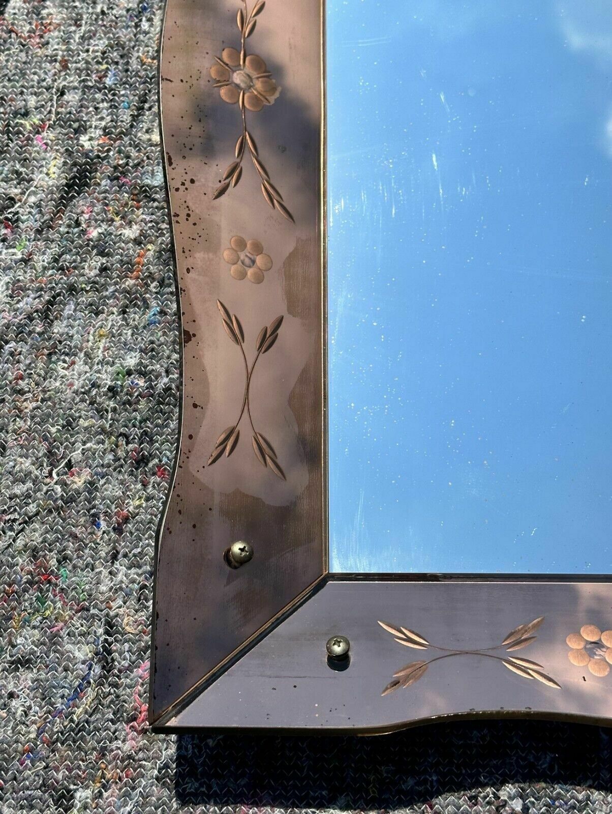 photo furniture Lovely Antique 1930's Art Deco Rose Glass Bevelled Venetian Flower Petal Mirror
