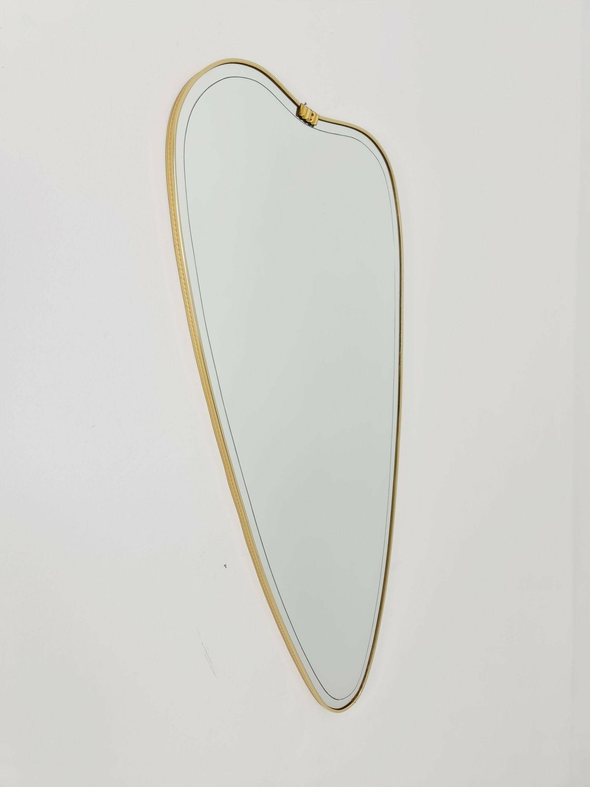 Mid Century Asymmetric German Brass Original Kidney Wall Mirror From The 60s Model Rockabilly photo furniture