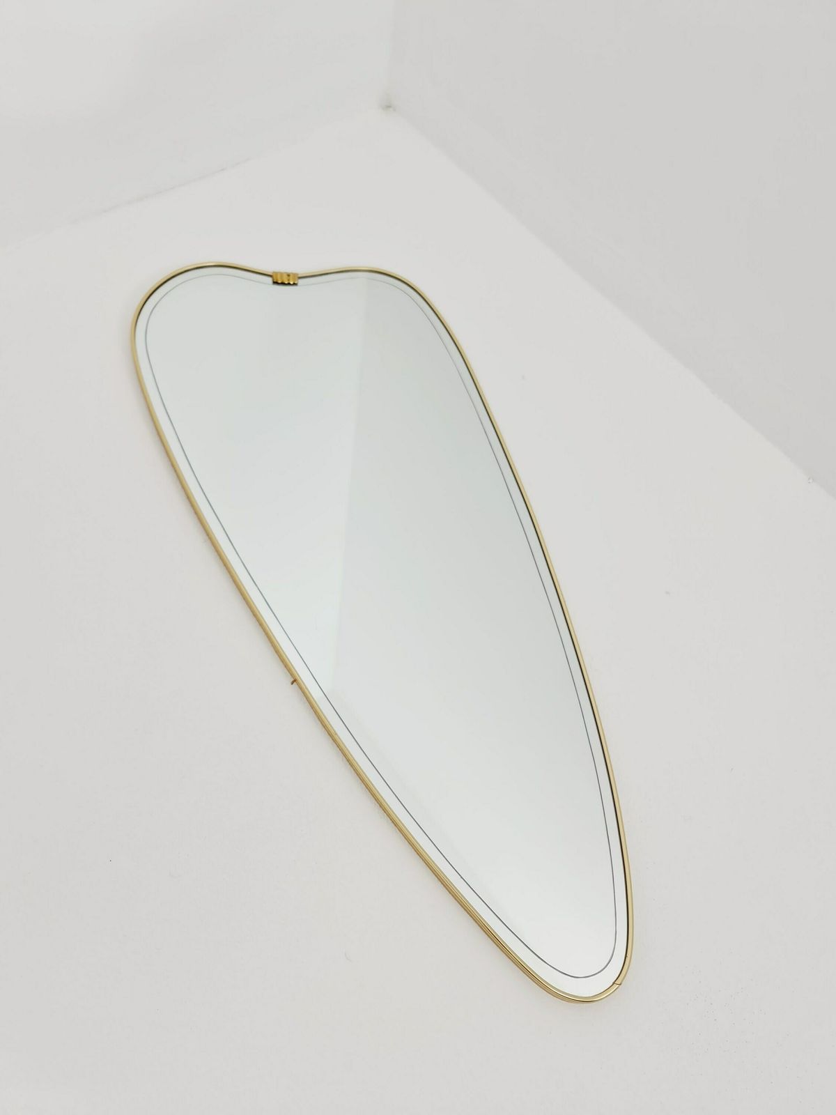 Mid Century Asymmetric German Brass Original Kidney Wall Mirror From The 60s Model Rockabilly photo buy