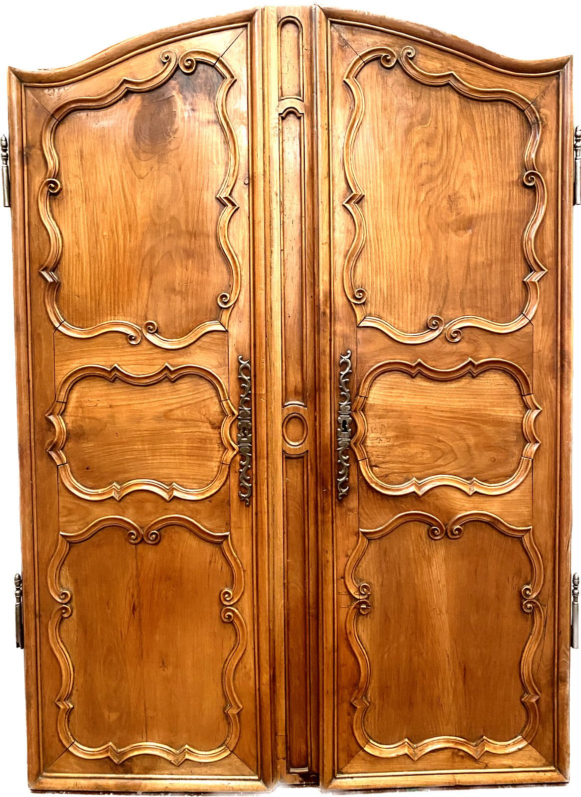Pair Of Framed Doors In Solid 18th Century Cherry Wood photo Home Fixtures