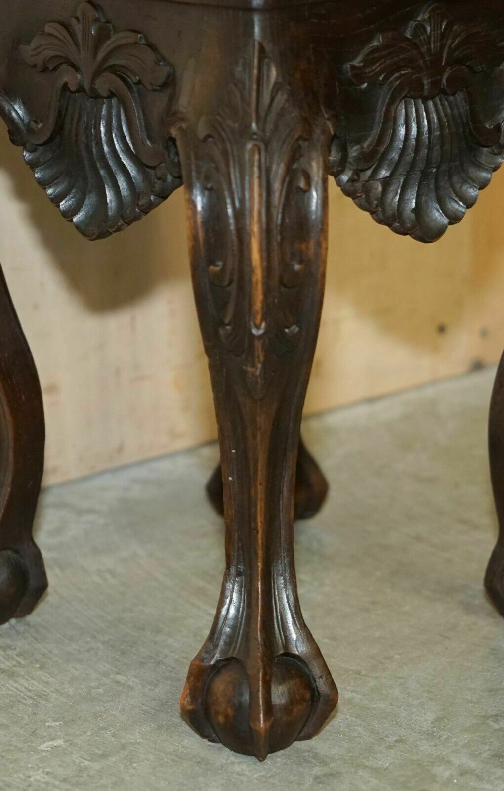 Lovely Pair Of Antique Circa 1900 Hand Carved Mahogany Claw & Ball Side Tables photo vintage