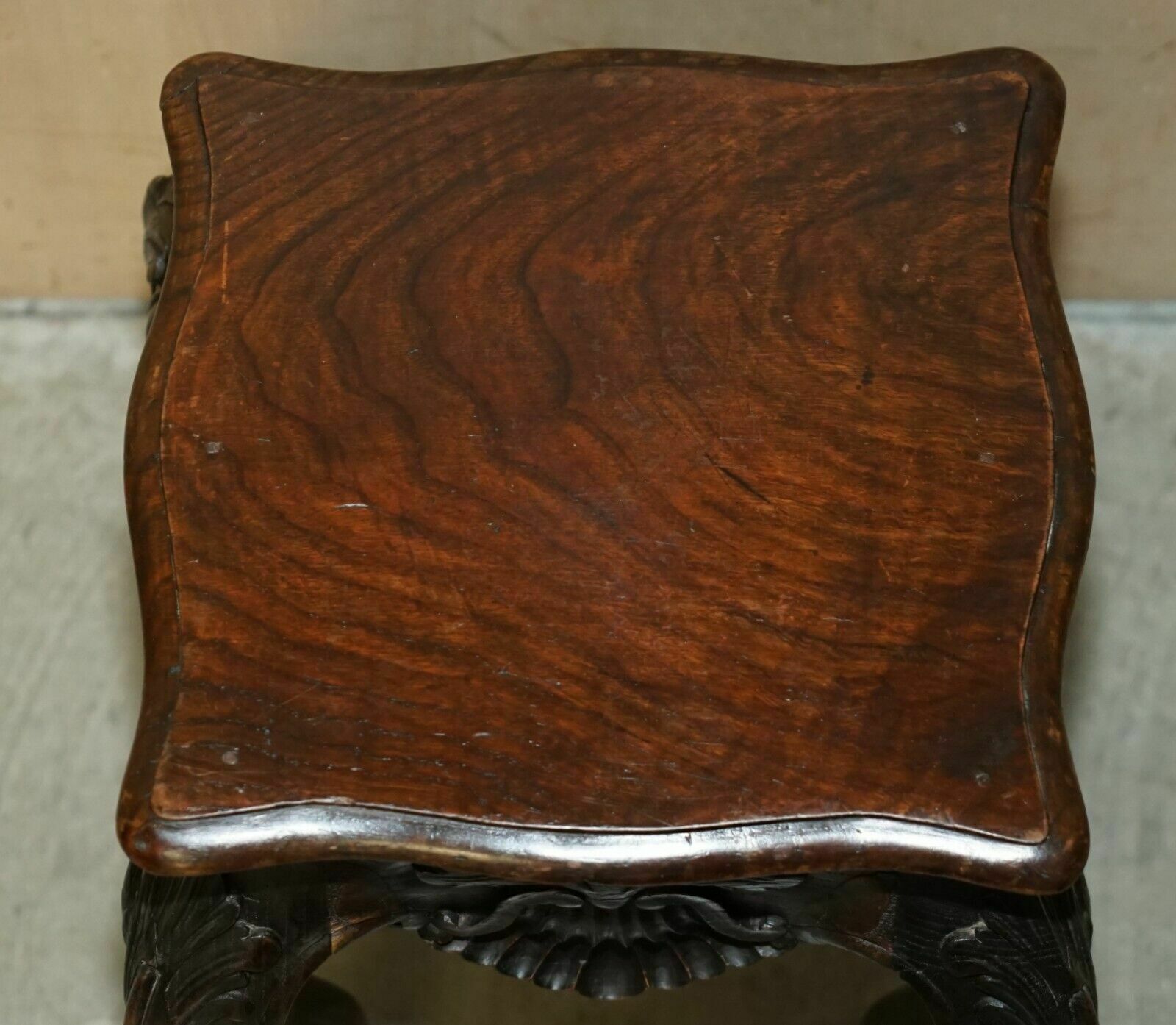 photo for sale Lovely Pair Of Antique Circa 1900 Hand Carved Mahogany Claw & Ball Side Tables