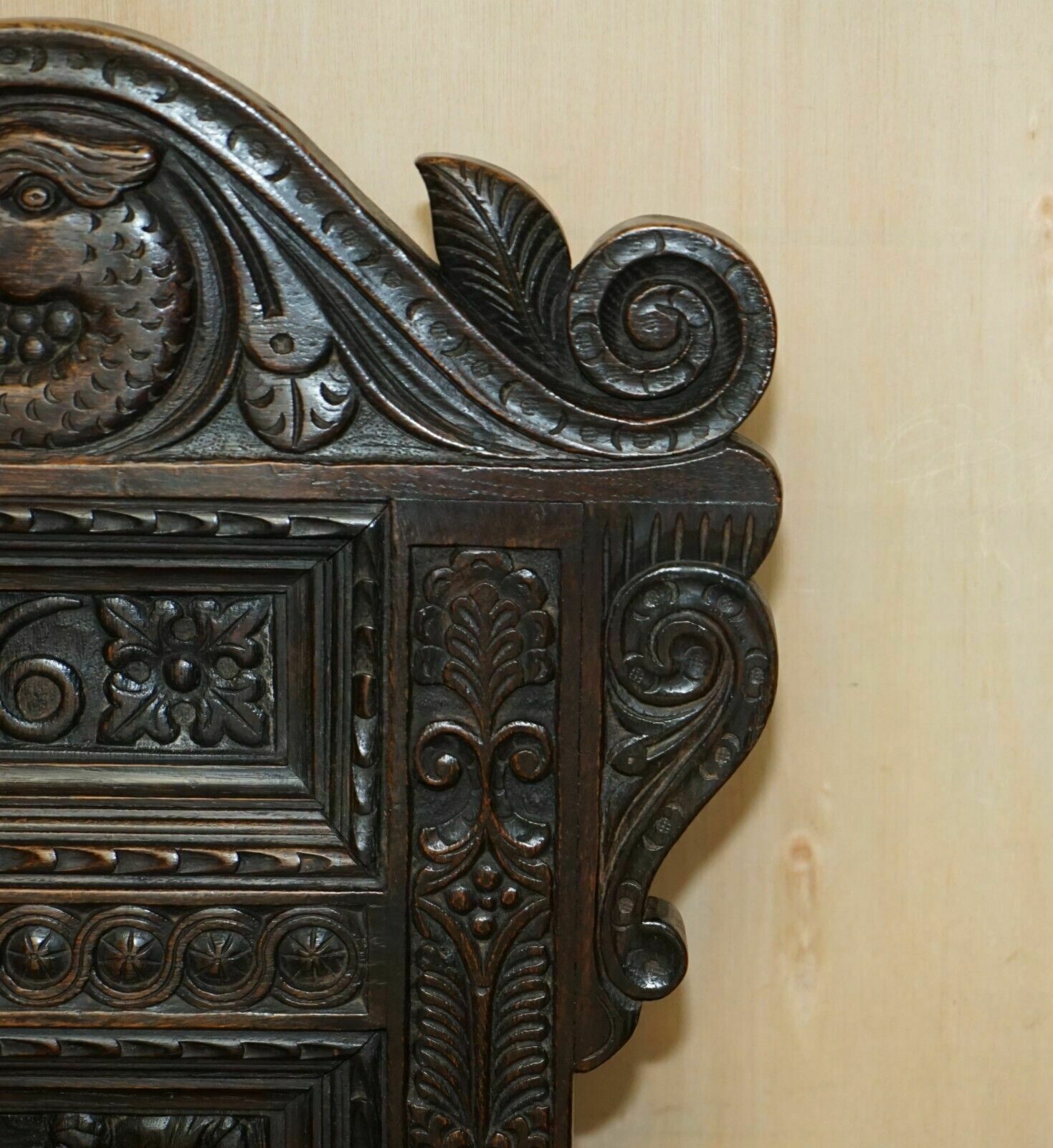 Antique Exceptionally Rare 1686 Dated Wainscot Armchair Northern England Oak photo vintage