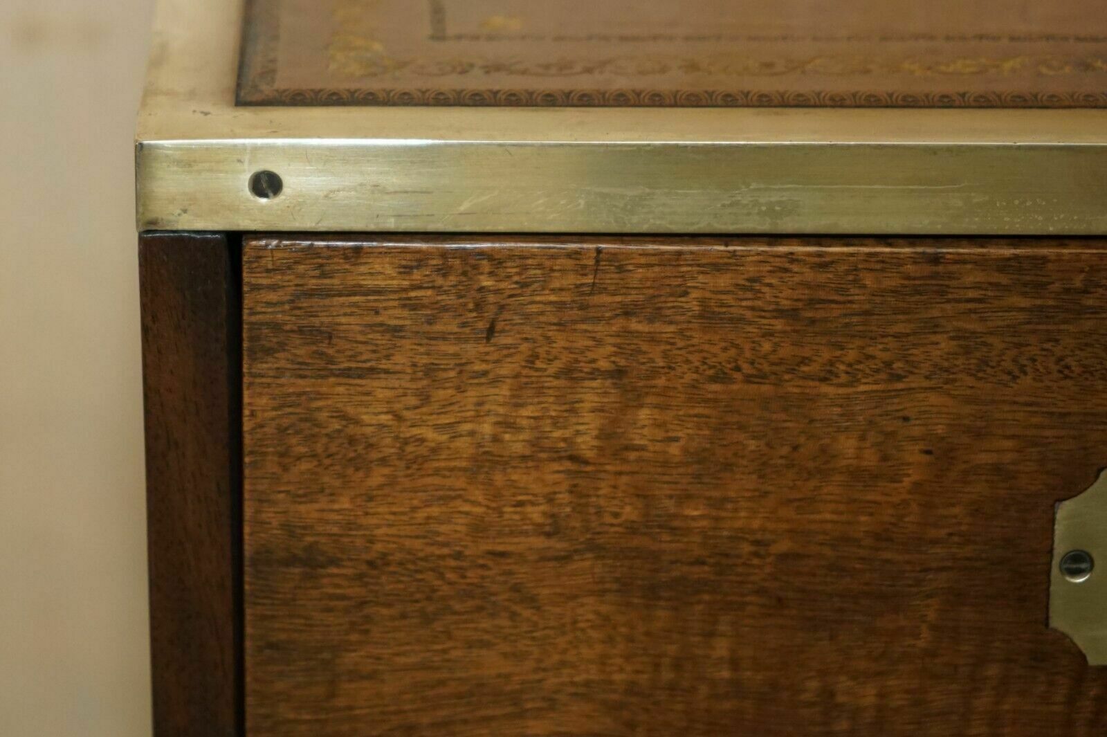 Fully Restored Harrods Kennedy Military Campaign Side End Table Drawers Leather photo 950.0