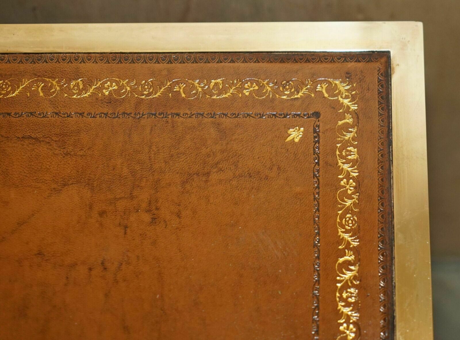 photo vinterior Fully Restored Harrods Kennedy Military Campaign Side End Table Drawers Leather