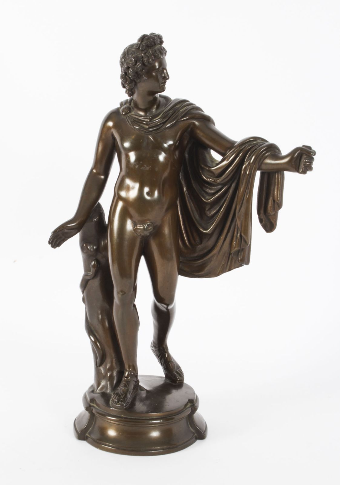 Victorian Bronze Sculpture Of Greek God Apollo 19th Century