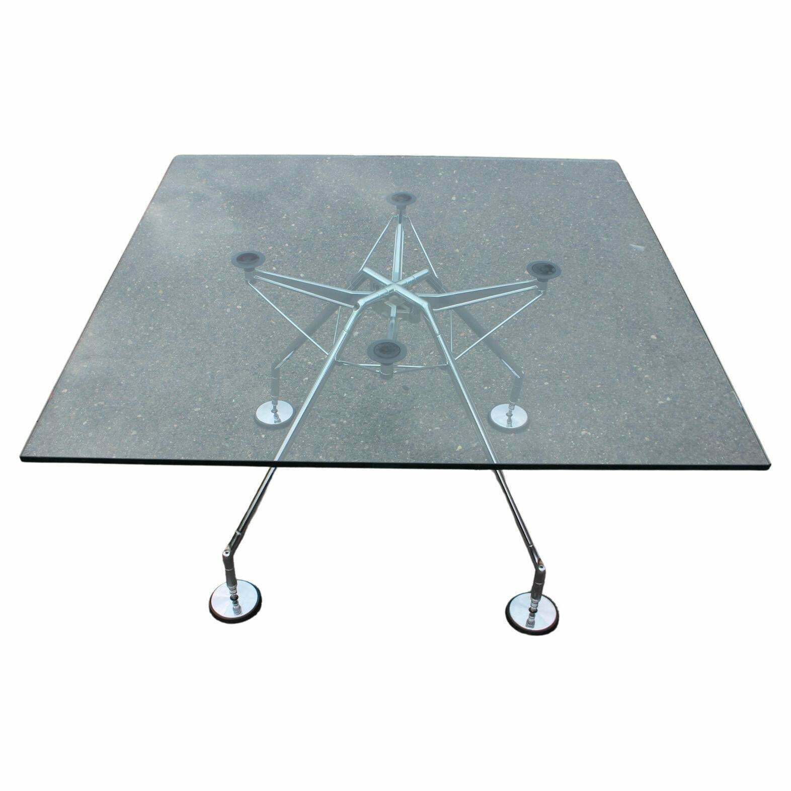 1970s Norman Foster Large Glass Table Model Nomos For Tecno, Italy