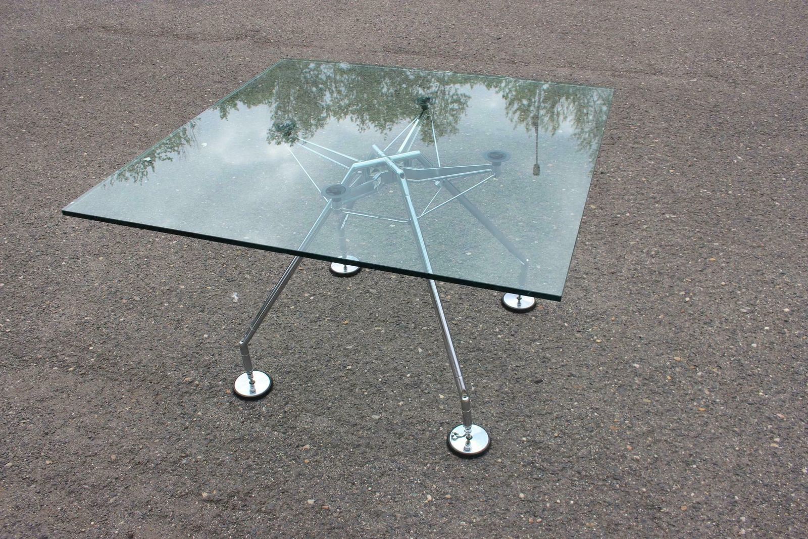 photo for sale 1970s Norman Foster Large Glass Table Model Nomos For Tecno, Italy