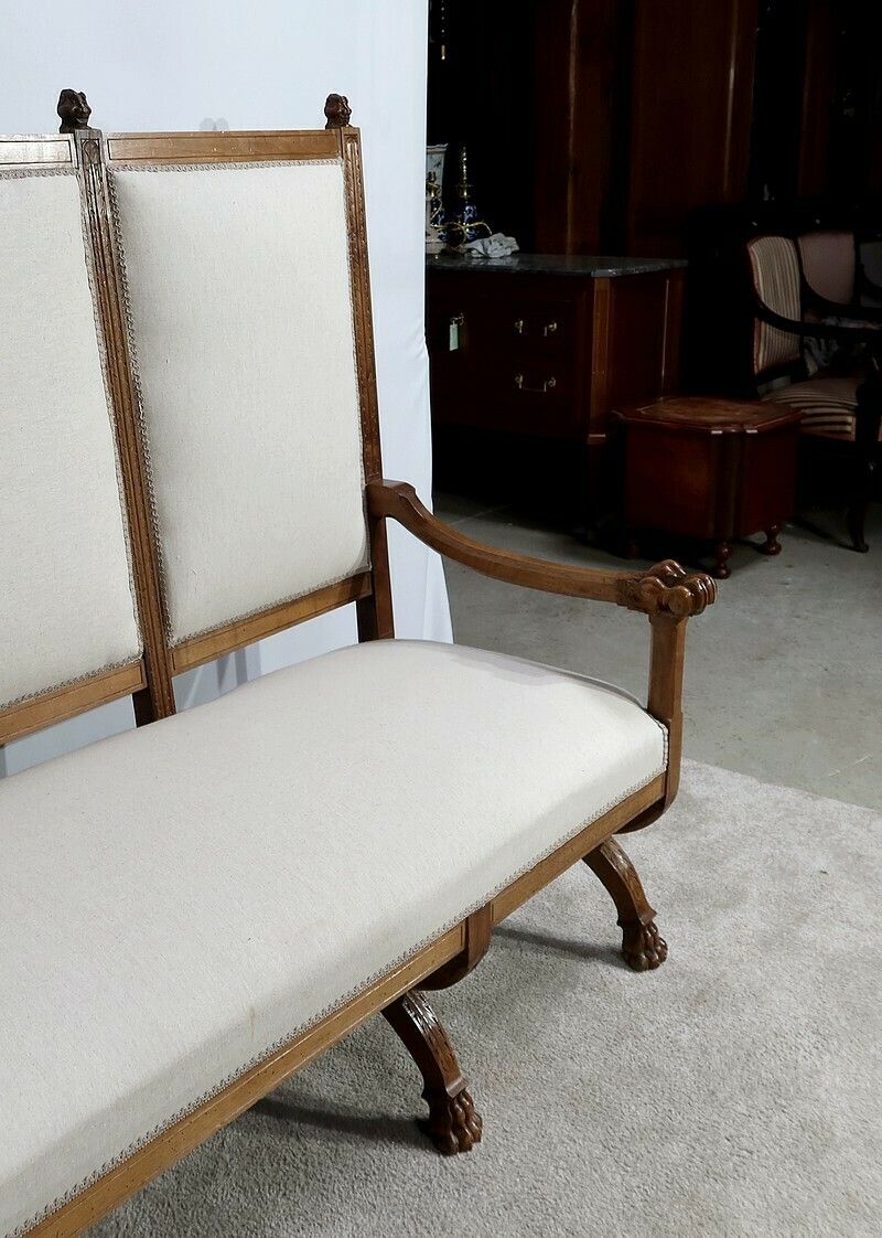 Rare Bench In Solid Walnut, Renaissance Style, Late 19th Century photo buy