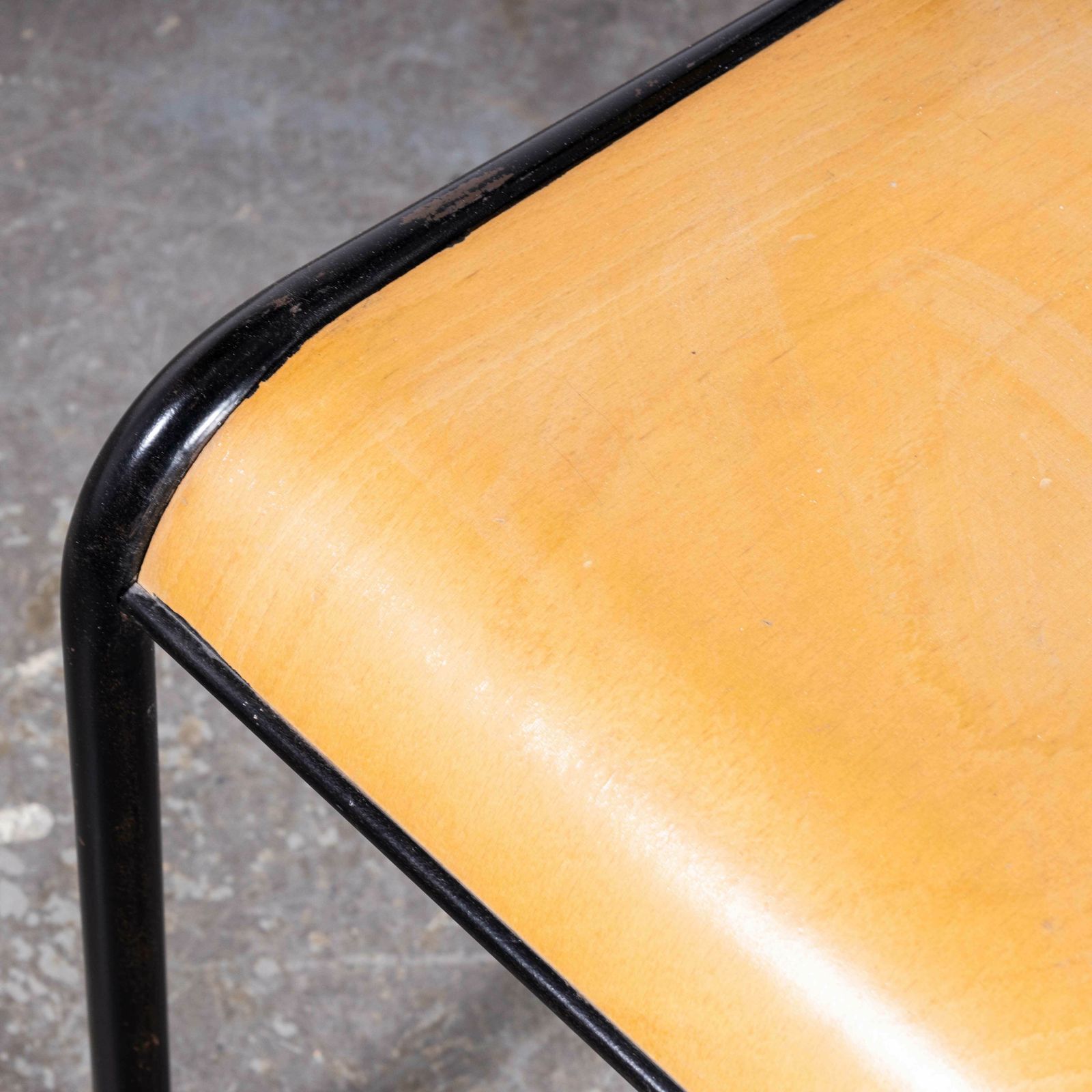 1950’s French Mullca Stacking School – Dining Chairs – Black Model 510 – Set Of Four photo vintage