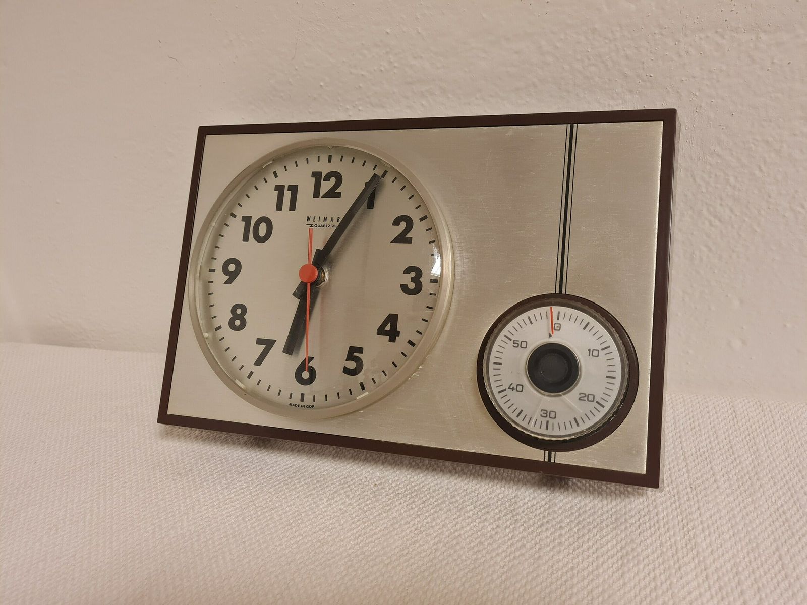 Vintage Mid Century Wall Kitchen Clock With Timer Weimar Ddr 70s photo furniture