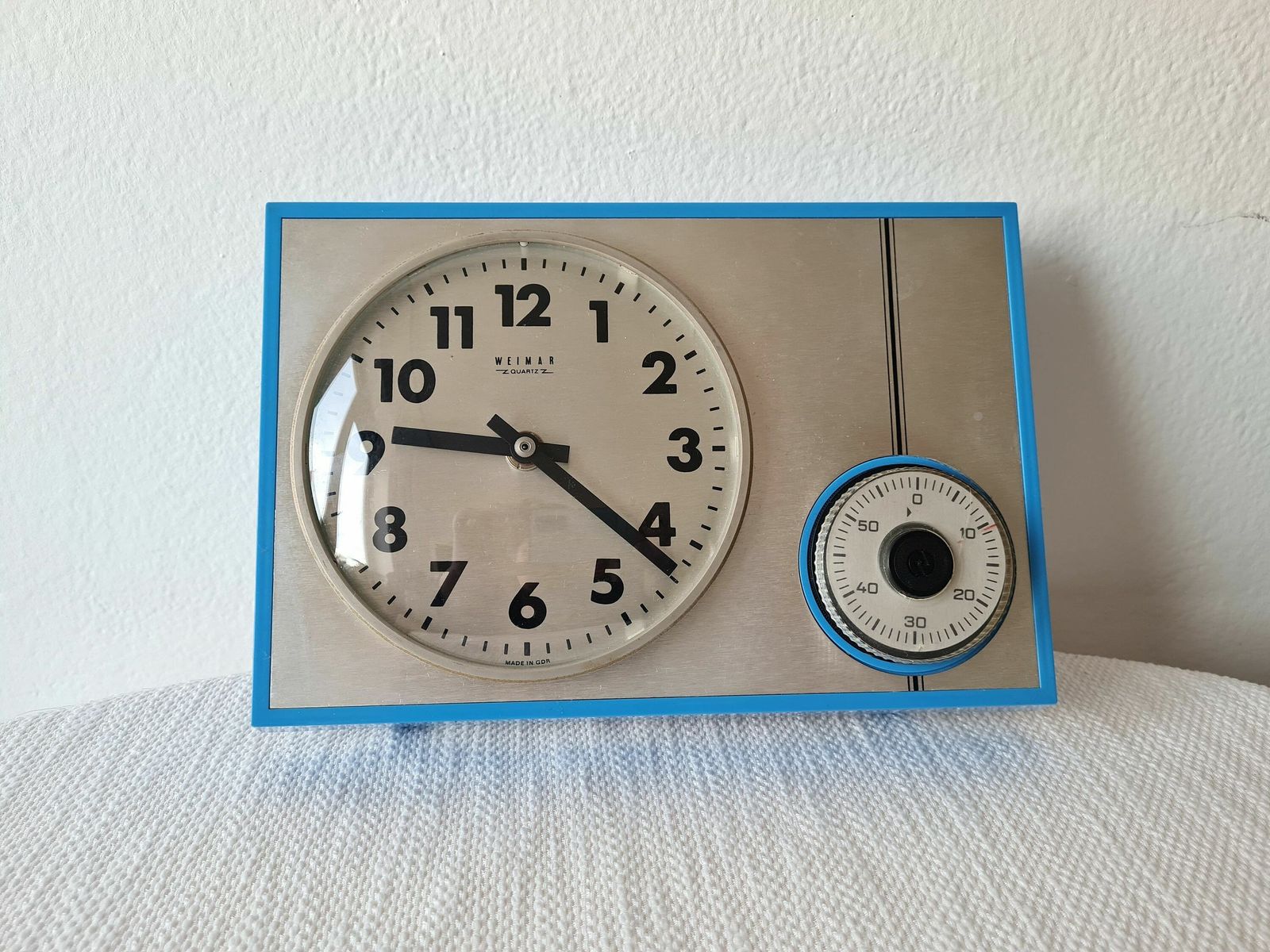 Vintage Mid Century Wall Kitchen Clock With Timer Weimar Ddr 70s photo for sale